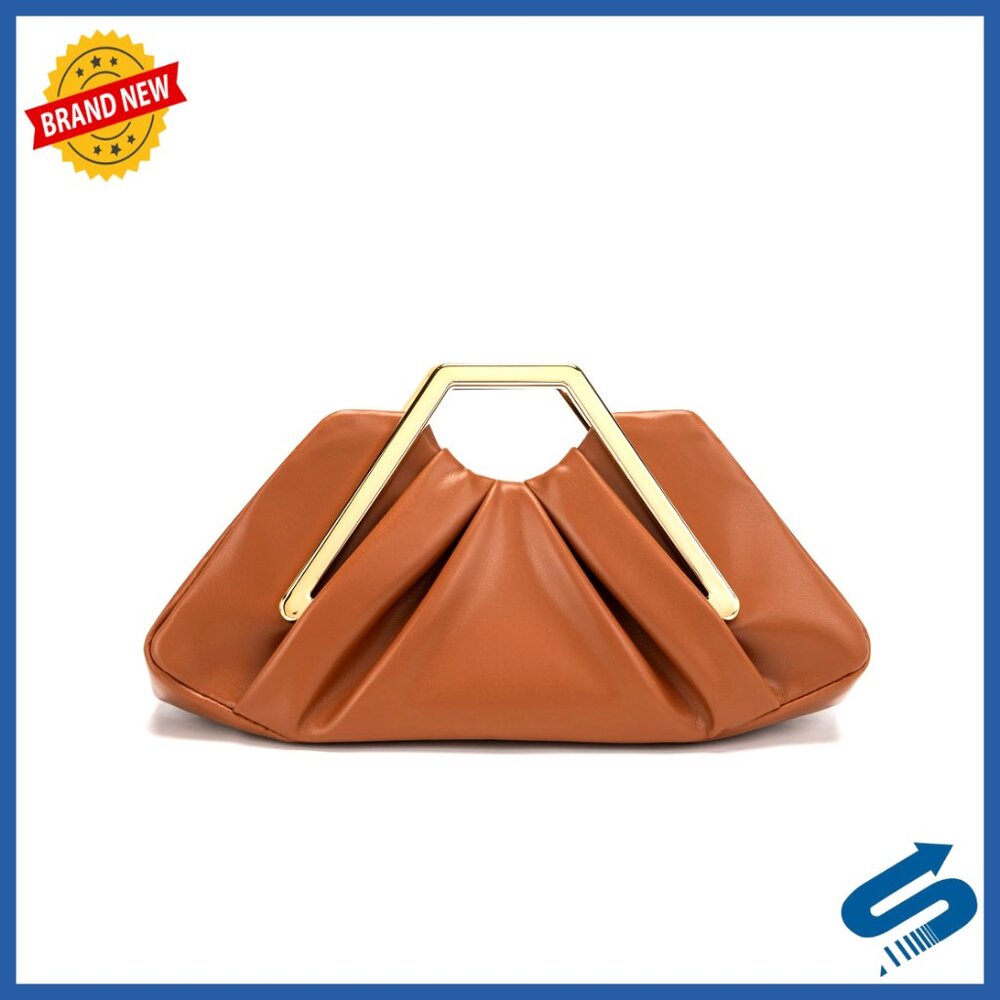 Elegant Ruched Clutch Purse Vegan Leather Evening Bag Formal Event Wear